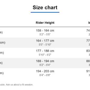 Trek size chart