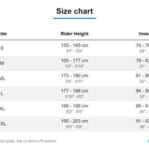 Trek size chart