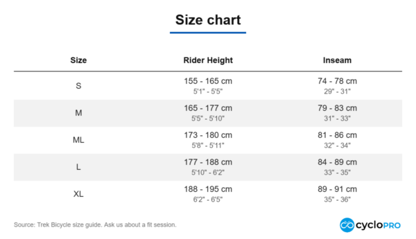 Trek size chart