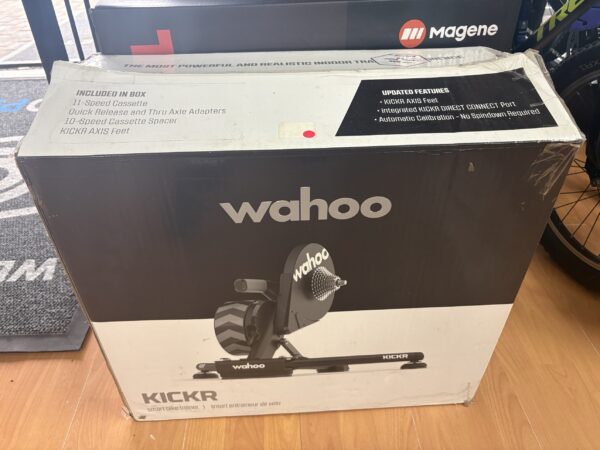 Pre-owned Wahoo KICKR V5 smart trainer in its original box